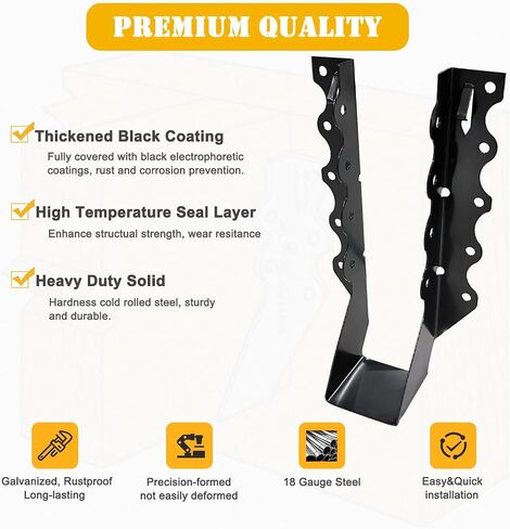 Joist Hanger, 18 Gauge Black Anti-Corrosion Coating Face Mount Joist Hangers, Wood Hurricane Ties, Rafters Tie in Saudi Arabia