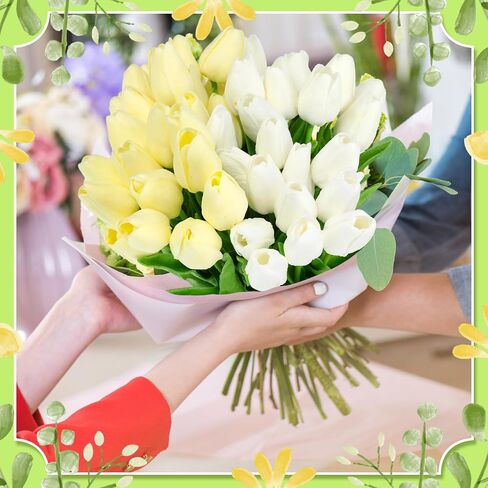Jutom 96 Pieces Multicolor Artificial Tulips Flowers Faux PU Fake Tulip for Easter Spring Wreath Real Touch Flower Arrangement for Spring Wedding Easter Decor, 13.8''(Multicolor) in Saudi Arabia