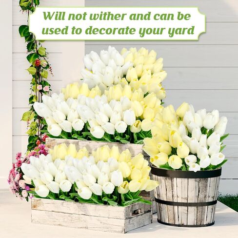 Jutom 96 Pieces Multicolor Artificial Tulips Flowers Faux PU Fake Tulip for Easter Spring Wreath Real Touch Flower Arrangement for Spring Wedding Easter Decor, 13.8''(Multicolor) in Saudi Arabia