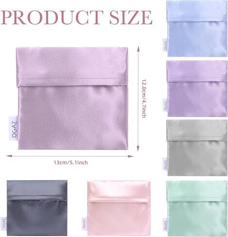 DGAZ Silk Sanitary Napkin Storage Bag, Period Bag for Teen Aged Girls, Portable Period Bag for Panty Liners/Menstrual Cup/Small Tampons，Mini Makeup Bag for Purse(Lavender) in Kuwait