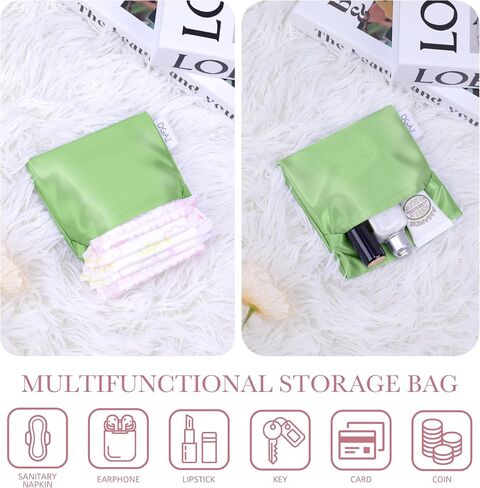 DGAZ Silk Sanitary Napkin Storage Bag, Period Bag for Teen Aged Girls, Portable Period Bag for Panty Liners/Menstrual Cup/Small Tampons，Mini Makeup Bag for Purse(Lavender) in Kuwait