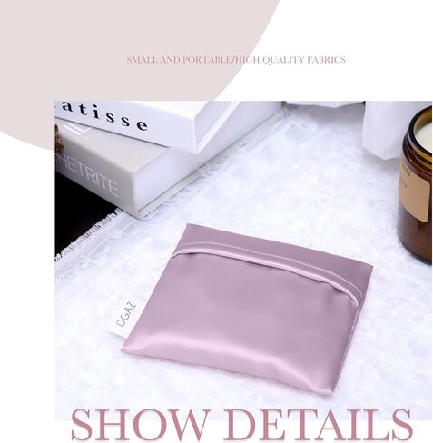 DGAZ Silk Sanitary Napkin Storage Bag, Period Bag for Teen Aged Girls, Portable Period Bag for Panty Liners/Menstrual Cup/Small Tampons，Mini Makeup Bag for Purse(Lavender) in Kuwait