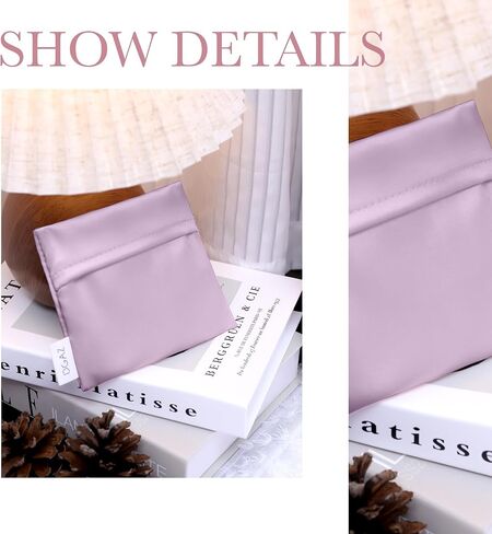 DGAZ Silk Sanitary Napkin Storage Bag, Period Bag for Teen Aged Girls, Portable Period Bag for Panty Liners/Menstrual Cup/Small Tampons，Mini Makeup Bag for Purse(Lavender) in Kuwait