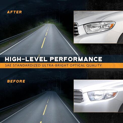 Headlights for 2008-2010 Highlander Headlight Assemblies Compatible with 08-10 Highlander Chrome Housing Amber Reflector Left+Right Side in Kuwait