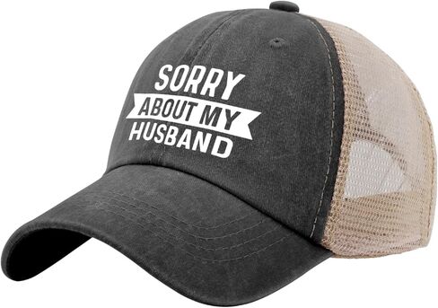 Sorry About My Husband Trucker Hat Women Funny Mesh Cap for Summer in Saudi Arabia