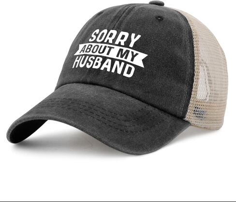 Sorry About My Husband Trucker Hat Women Funny Mesh Cap for Summer in Saudi Arabia
