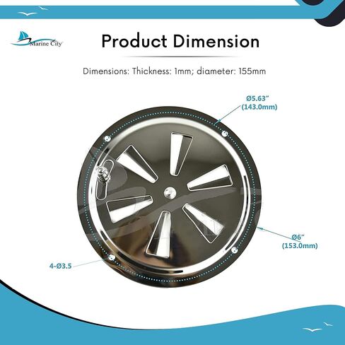 MARINE CITY 304 Grade Polished Stainless Steel Cabin Ventilation Plate Round Louver Vent Cover Butterfly Air Vent Gill Plate with Side Knob for Marine Yacht (4 Inches) (1 Pcs) in Saudi Arabia