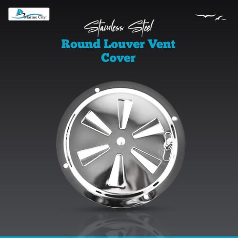 MARINE CITY 304 Grade Polished Stainless Steel Cabin Ventilation Plate Round Louver Vent Cover Butterfly Air Vent Gill Plate with Side Knob for Marine Yacht (4 Inches) (1 Pcs) in Saudi Arabia