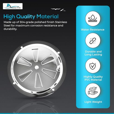 MARINE CITY 304 Grade Polished Stainless Steel Cabin Ventilation Plate Round Louver Vent Cover Butterfly Air Vent Gill Plate with Side Knob for Marine Yacht (4 Inches) (1 Pcs) in Saudi Arabia