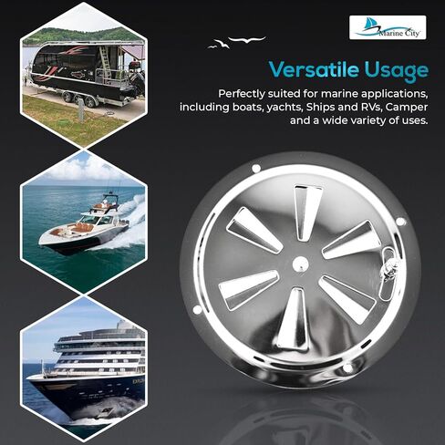 MARINE CITY 304 Grade Polished Stainless Steel Cabin Ventilation Plate Round Louver Vent Cover Butterfly Air Vent Gill Plate with Side Knob for Marine Yacht (4 Inches) (1 Pcs) in Saudi Arabia