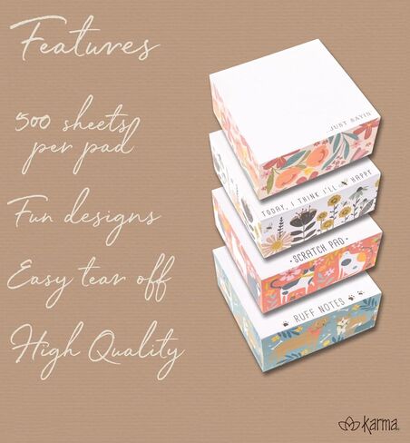 Karma, Block Notepad، مكعب ورق مذكرة 500 ورقة، مكعب لوحة مذكرة غير لاصق للمكتب والمنزل والكلب in Kuwait