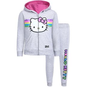 Hello Kitty Sanrio Girls Zip Up Hoodie and Pants Set for Infant, Toddlers, and Big Kids
