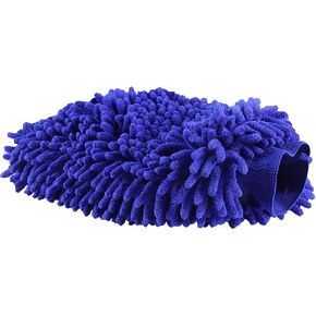 UYYE Chenille Car Wash Mitt of Car Interior and Exterior Accessories, Ultra Absorbent Microfiber Mitt for Cars, Trucks, SUV, Boat & Motorcycle, Blue（ 1-Pack, Extra Large
