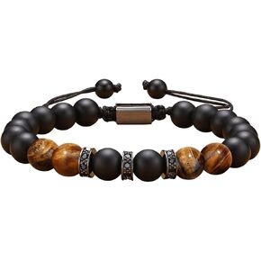 Gemstone Zircon Bracelet for Father's Day Gift Spiritual Natural Stone Card Bracelets for Men Jewelry | Awesome Tiger Eye Bracelet for Friends I Dad's Birthday & Father's Day