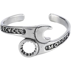 YWMAN Punk Wrench Cuff Bangle - Stainless Steel Spanner Mechanical Bracelet - Motorcycle Biker Rock Jewelry Gift for Men