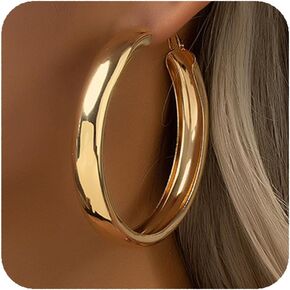 YERTTER Dainty Gold Silver Big Hoop Earrings Circle Dangle Earrings Oversize Statement Earrings for Women (Gold 2)