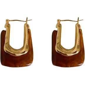 U Hoop Earrings for Women Minimalist Square Earrings Acrylic Metal Drop Earrings Resin Huggie Earrings in Saudi Arabia