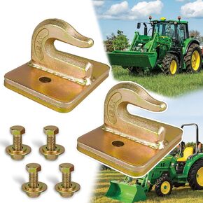 2 Pack 3/8" Tractor Bucket Grab Hook Grade 70 Forged Steel Bolt On Grab Hook Tow Hook Mount with Backer Plate, Work Well for Tractor Bucket, RV, UTV, Truck