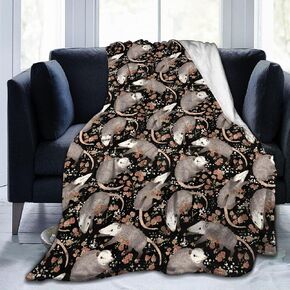 Opossum Blanket Possums Blanket Possum Gifts Black Throw Blanket Possum Stuffed Animal Blanket for Travelling Camping Soft Blanket Birthday Gifts for Women Men Kids 50X40 inches