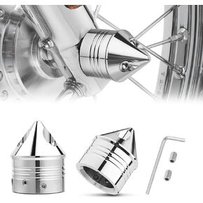PBYMT Chrome Front Axle Nut Cover Cap CNC Aluminum Compatible for Harley Davidson Softail Touring Road King Street Glide Electra Glide Iron 883 Fat Boy 2002-2024