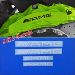 مجموعة ملصقات لاصقة لفرجار الفرامل ذات درجة الحرارة العالية R&G AMG مكونة من 4 ملصقات (أبيض) in Kuwait