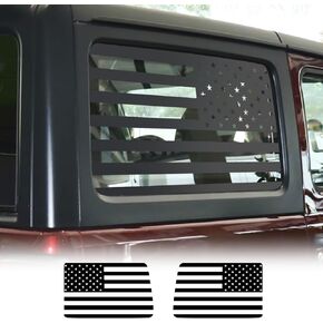 Rear Window American Flag Decals,USA Flag Decal for Jeep Wrangler JL JLU 2018-2024,Precut Back Side Window Glass USA Flag Vinyl Sticker,Exterior SUV Decal(4 Door,18-24)