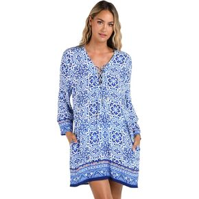 La Blanca Women's Tunic Swimsuit Cover Up, Blue//Alboran Sea, X-Small