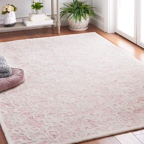 MARTHA STEWART x SAFAVIEH 8' x 10' Pink/Ivory MSR3853U Handmade Contemporary Wool Area Rug