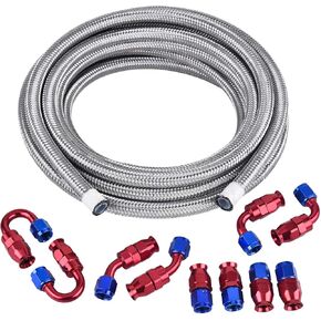 EVIL ENERGY 6AN PTFE Fuel Line Kit,AN6 E85 Stainless Steel Braided Hose 16FT(5/16Inch ID)