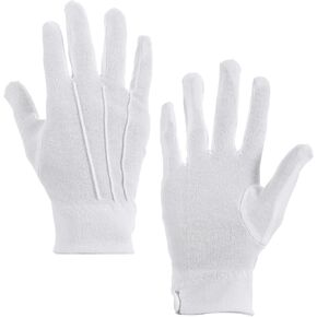 White Marching Band Gloves, White Cotton Formal Tuxedo Costume Honor Guard Gloves with Snap Cuff, White Cotton Gloves Women, Coin Jewelry Inspection Gloves
