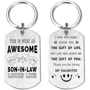 Yobent Son In Law Gifts from Mother Father In Law, Awesome Son In Law Birthday Present for Men, Sentimental Son In Law Keychain for Valentines Day Wedding Anniversary