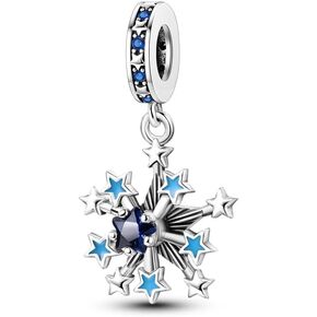CYCUFF 925 Sterling Silver Charms for Bracelets and Charm Necklaces, Bracelet Pendants Beads Jewellery Gift for Family Friends Women (Starlight Glitter Charm)