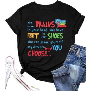 Reading Day Shirt Women Inspirational Quote Tops Teacher Shirts Teacher Gift Tees Book Lover Short Sleeve Shirt