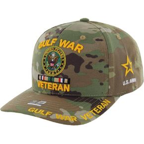Gulf War Veteran Hat for Men Camo US Army Official Licensed Military Army Combat Veterans Embroidered Adjustable Baseball Cap
