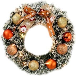 Christmas Wreath Decor - 13 Inch Artificial Christmas Wreath for Front Door with Christmas Balls and Santa Bowknot,Suitable for Home Window,Wall,Cabinet, Office, or Party Decoration