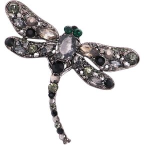 Rosemarie & Jubalee Women's Enchanted Sparkling Glass Crystal Dragonfly Brooch With Pendant Loop, 3.25"