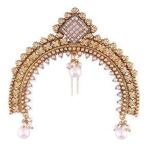 Aheli Indian Traditional Ethnic Wedding Wear Hair Brooch Pin Antique Gold Tone Styling Fashion Accessories Jewelry for Women