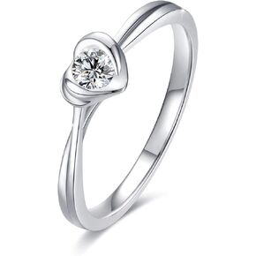 TANGPOET Heart Rings for Women 925 Sterling Silver Lab Created Diamond Wedding Rings Engagement Ring Valentines Day Birthday Christmas Gifts for Her