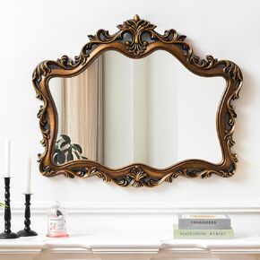 SHYFOY Vintage Mirrors for Wall Decor – 37" x 28" Large Ornate Baroque Antique Wall Mirror, Decorative Gold French Traditional Design, Anthropologie Mirror Dupes for Living Room, Bedroom & Entryway