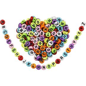 1000pcs Round Letter Beads 5 Colors Acrylic Alphabet Beads for Jewelry Making DIY Necklace Bracelet (Size 7x4mm)