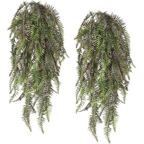 RECUTMS 2pcs Artificial Hanging Plants Boston Ferns Fake Ivy Vines Faux Greenery Leaves Garlands Rattan Fern Flowers for Home Garden Party Table Wall Front Door Decoration Outdoors (White)