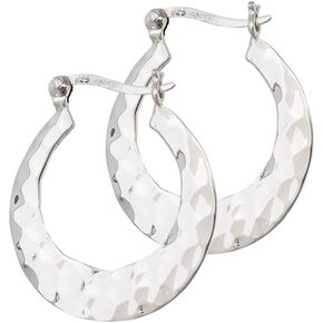 Funky Hammered Fashion Hoop Bohemian .925 Sterling Silver Infinity Earrings