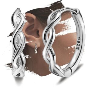 Twisted Hoop Earrings for Women Trendy - Sterling Silver Hypoallergenic Round Huggie Hoop Earrings for Sensitive Ears Minimalist Loop Earrings for Ladies Fashion Lightweight Twist Earrings for Her