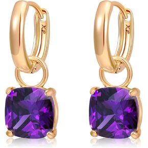XUPING Small Huggie Earrings Dangle Crystal Hoop Earrings 14k Gold Plated Hypoallergenic Earrings