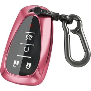 for Chevrolet key fob cover,case with keychain,Soft TPU 360 Protection Key Case Compatible with chevy Malibu Camaro Trax Blazer Traverse Sonic Cruze Equinox Volt Smart Key,Key Shell-Black