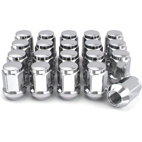 White Knight M12x1.50 Solid Piece Bulge Acorn Lug Nuts (NO Cap) for Select Aftermarket & Factory Wheels, EZ to Install, Durable Carbon Steel, Stylish Triple Layer Chrome Finish - 1907S-20AM (20 Pack)