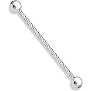 Pierced Owl Twisted Rope 316L Stainless Steel 14GA Industrial Barbell (Silver Tone)