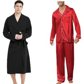 U2SKIIN mens silk pj set mens cotton robe