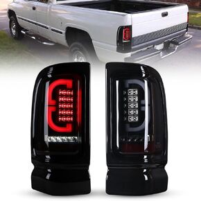 Winjet LED Tail Light Assembly For 1994-2001 Dodge Ram 1500, Full Led Taillight Replacement For 1994-2002 Dodge Ram 2500/3500, Rear Lamps For 1995-2002 Dodge Ram 4000 Pickup (Black/Clear)