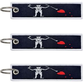 3 Pcs Edward Pirate Flag Keychain,Woven label Key Chains for Car Keys,Fabric Key Chains Men and Women,Used for Various Decorations.